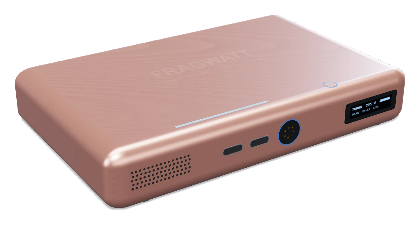 FRAGWATT Core in Rose Gold: rose-gold-tone aluminum body
